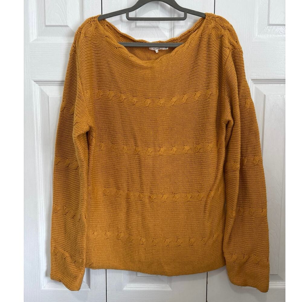 Tularosa Wool Viscose Blend Mustard Cable Knit Sweater Size Medium